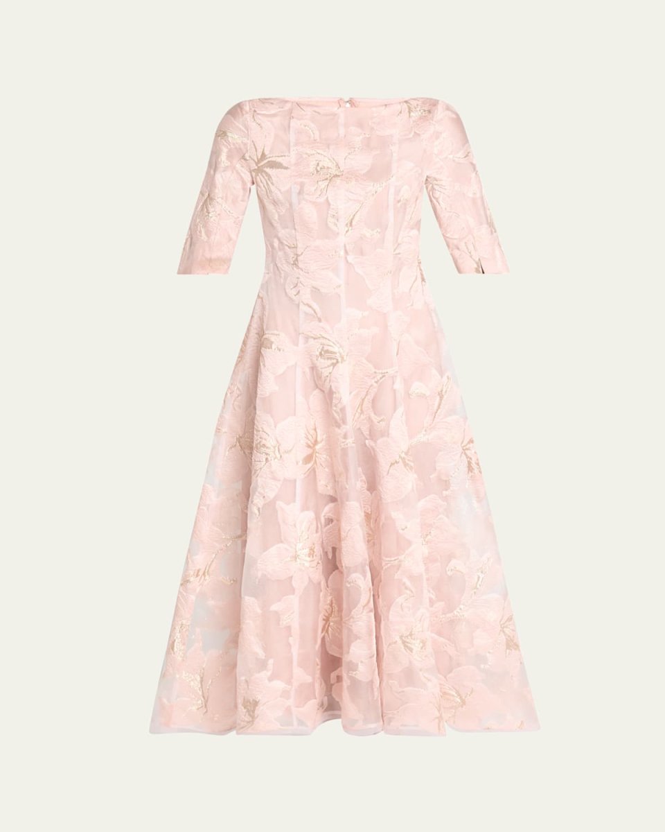 Waterlily Organza Jacquard Midi Dress